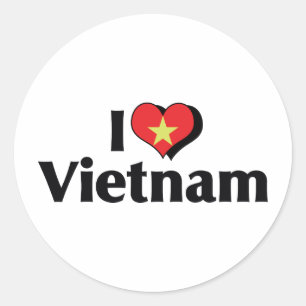 Sticker Rond J'aime le drapeau du Vietnam