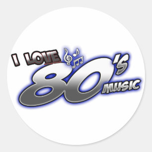 Sticker Rond J'aime le fan de musique des années 1980 de