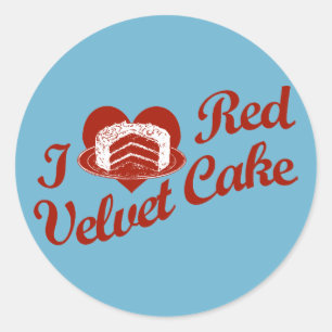 Sticker Rond J'Aime Le Gâteau De Velours Rouge