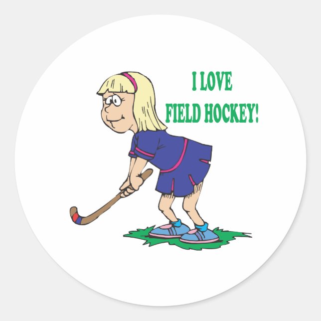 Sticker Rond J'Aime Le Hockey De Champ (Devant)