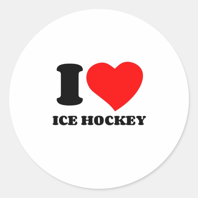 STICKER ROND J'AIME LE HOCKEY GLACE (Devant)