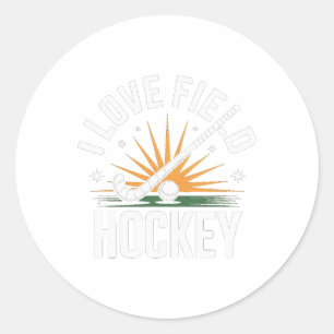 Sticker Rond J'aime le hockey sur gazon esprit sportif coup de
