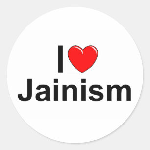 Sticker Rond J'aime le jaïnisme (de coeur)