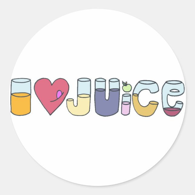 Sticker Rond J'aime le jus (Devant)