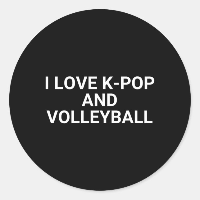 Sticker Rond J'Aime Le K-Pop Et Le Volley-ball (Devant)