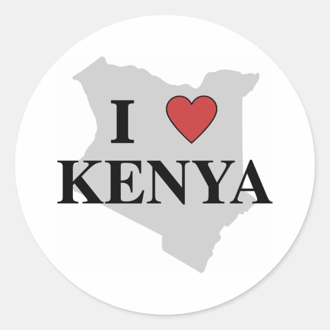 Sticker Rond J'aime le Kenya (Devant)