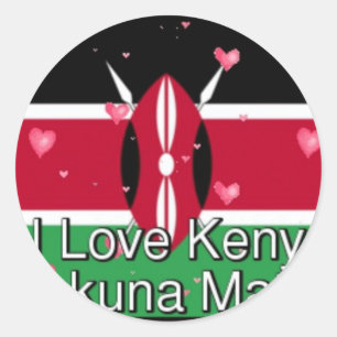 Sticker Rond J'aime le Kenya et impression d'art "Hakuna Matata