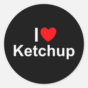 Sticker Rond J'aime le ketchup (de coeur)