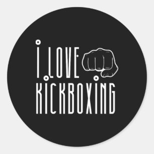 Sticker Rond J'aime le kickboxing Kickbox Kick Boxing Kickboxer