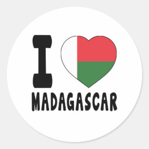 Sticker Rond J'aime le Madagascar