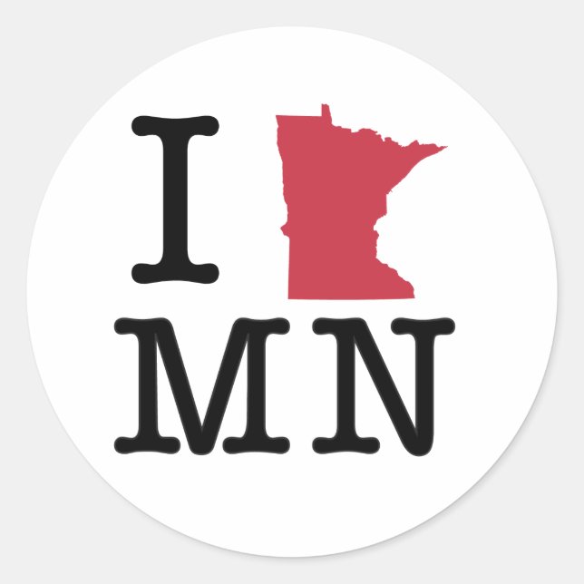 Sticker Rond J'aime le Minnesota (Devant)
