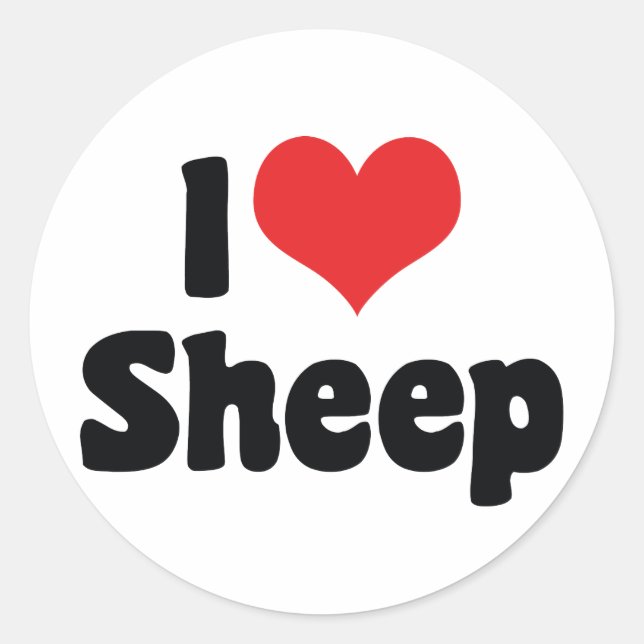 Sticker Rond J'aime le mouton à coeur (Devant)