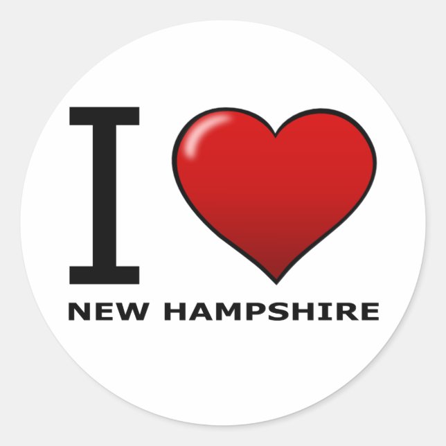 STICKER ROND J'AIME LE NOUVEAU HAMPSHIRE (Devant)