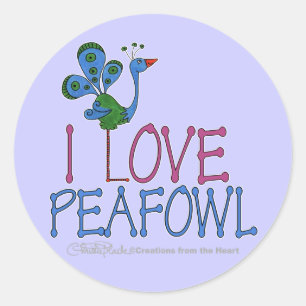 Sticker Rond J'aime le Paon