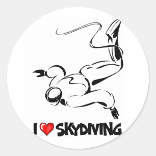 Sticker Rond J'aime le parachutisme