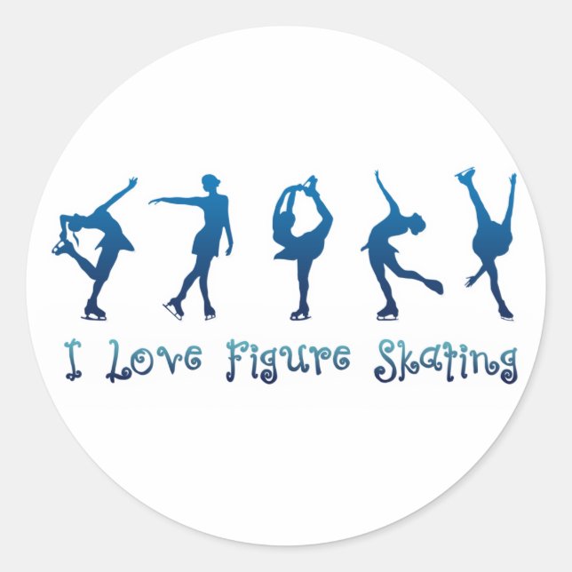 Sticker Rond J'aime le patinage artistique - bleu (Devant)