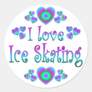 Sticker Rond J'aime le patinage de glace