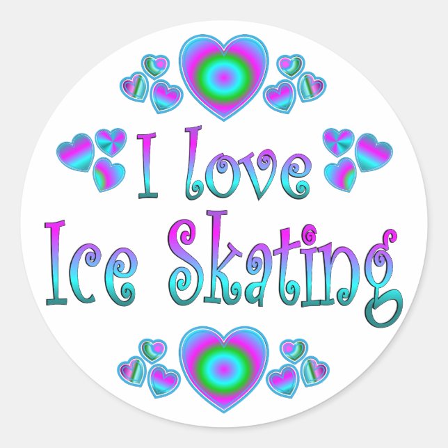 Sticker Rond J'Aime Le Patinage Sur Glace (Devant)