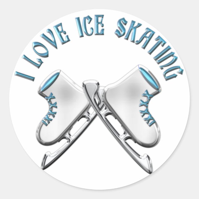 Sticker Rond J'Aime Le Patinage Sur Glace (Devant)