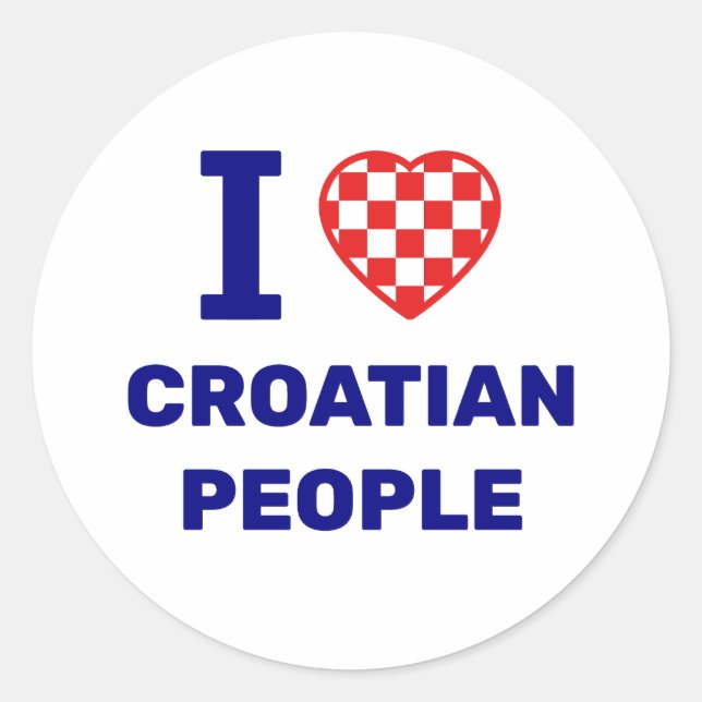 Sticker Rond J'aime le peuple croate (Devant)