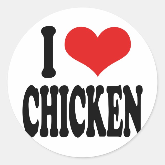 Sticker Rond J'aime le poulet (Devant)
