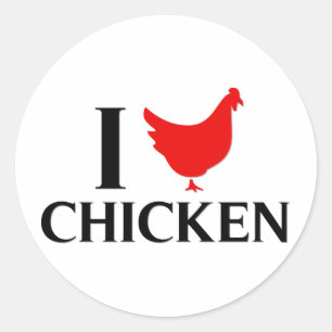 Sticker Rond J'aime le poulet