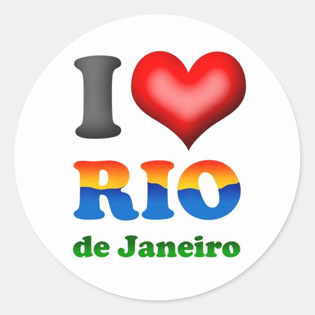 Sticker Rond J'aime le Rio de Janeiro, Brésil la ville (Devant)