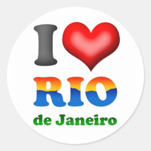 Sticker Rond J'aime le Rio de Janeiro, Brésil la ville