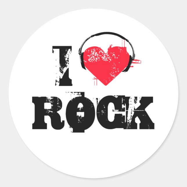 Sticker Rond J'aime le rock (Devant)