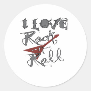 Sticker Rond J'aime le rock et le roll