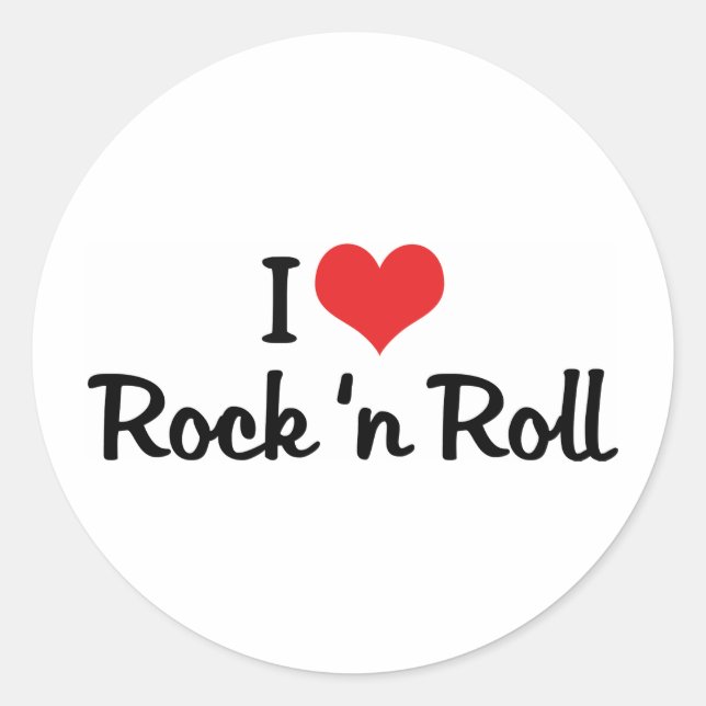 Sticker Rond J'aime le Rock 'n Roll (Devant)