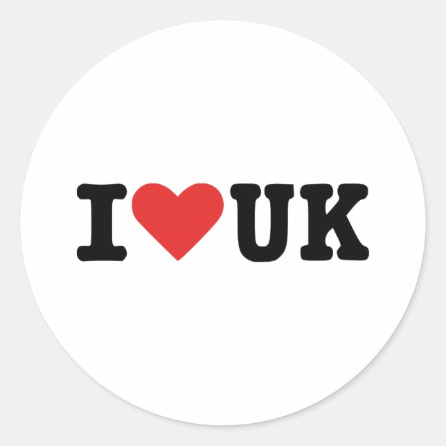 Sticker Rond J'aime le Royaume-Uni (Devant)