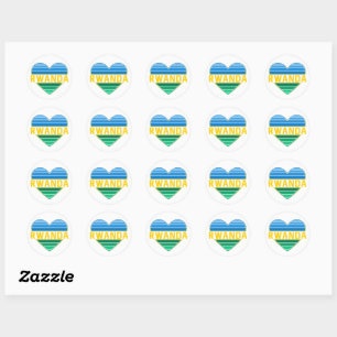 Sticker Rond J'aime le Rwanda, le coeur rwandais rwandais