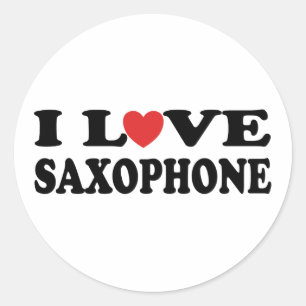 Sticker Rond J'aime le saxophone