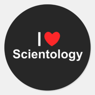 Sticker Rond J'aime le Scientology (de coeur)