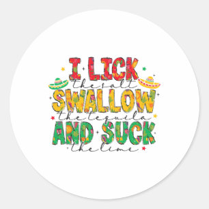 Sticker Rond J'Aime Le Sel Avaler La Tequila Cinco De Mayo