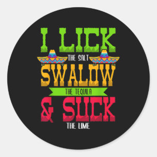 Sticker Rond J'Aime Le Sel Avaler La Tequila Cinco De Mayo