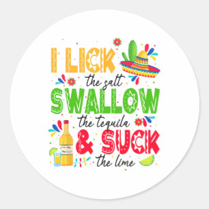 Sticker Rond J'Aime Le Sel Avaler La Tequila Cinco De Mayo