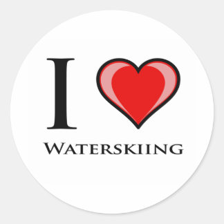 Sticker Rond J'aime le ski nautique