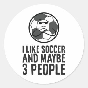 Sticker Rond J'aime le soccer et peut-être 3 personnes 