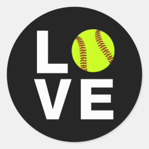 Sticker Rond J'Aime Le Softball
