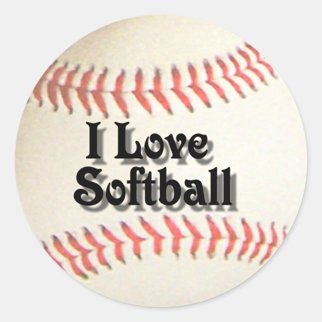 STICKER ROND J'AIME LE SOFTBALL-STICKER (Devant)