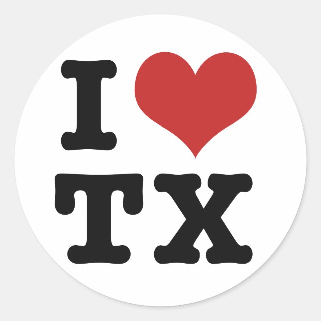 Sticker Rond J'aime le Texas (Devant)