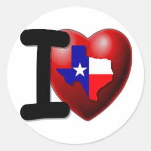 Sticker Rond J'aime le Texas - l'état solitaire d'étoile