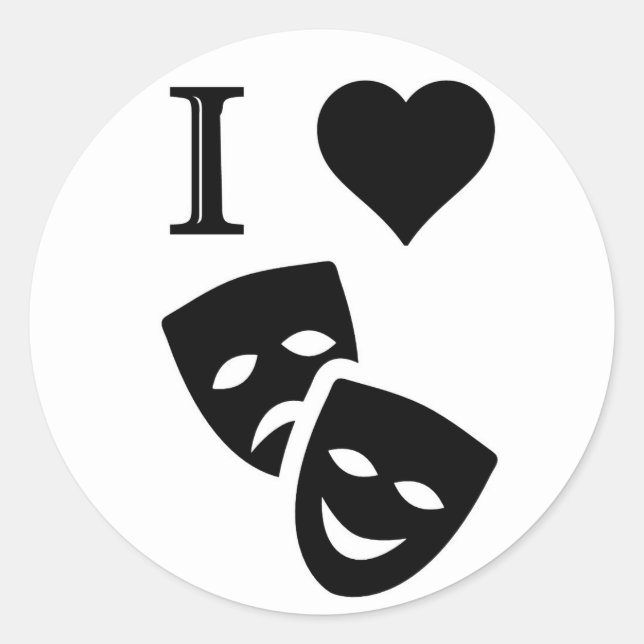 Sticker Rond J'aime le théâtre (Devant)