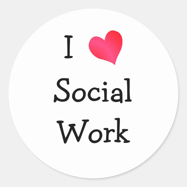 Sticker Rond J'aime le travail social (Devant)