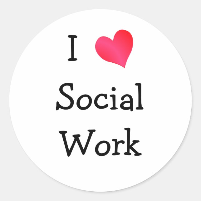 Sticker Rond J'aime le travail social (Devant)