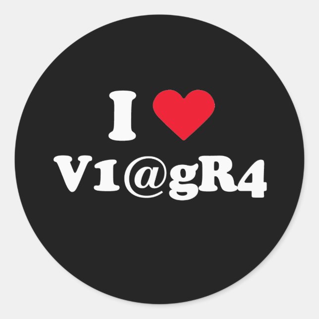 Sticker Rond J'aime le viagra (Devant)
