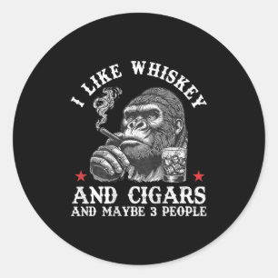 Sticker Rond J'Aime Le Whiskey Et Les Cigars Et Peut-Être 3 Per