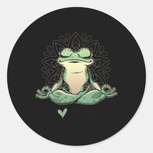 Sticker Rond J'aime le yoga Je cœur Yoga Grenouille 